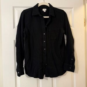 J. Crew Black Gauze Button Up Textured Shirt